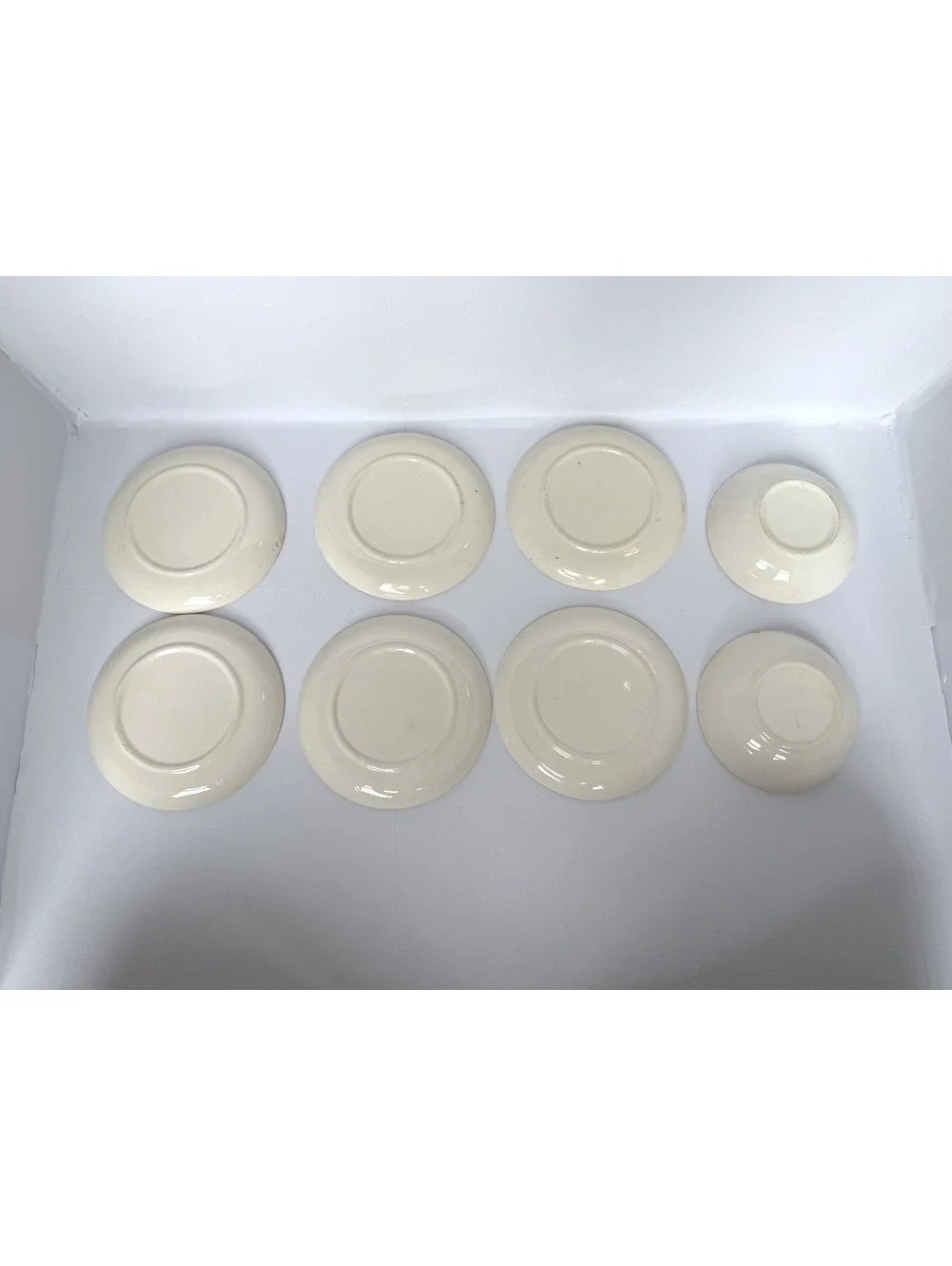 Vintage Hand-Painted Ceramic Plate Set with Floral and Brushstroke Design